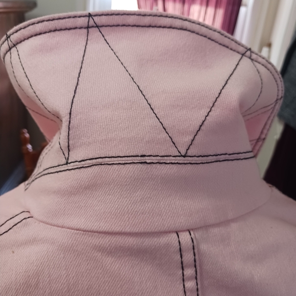 Lauren Jeans Co Ralph Lauren Jacket Dbl Button Pink Denim Large No Belt - Picture 13 of 15